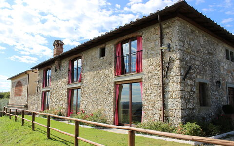 Villa la Poiana 10: Porta, Villetta, Agriturismo, Estate, Finestra A Ghigliottina, Cortile, Brick, Villa, Pianta Della Casa, Balcone