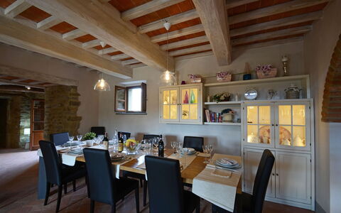 Torre la Ripa 8: Mobilia, Interior Design, Sedia, Pavimentazione, Parete, Tavolo, Legna, Soffitto, Camera, Sala Da Pranzo