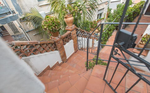 Attico Giafari 6: Corrimano, Le Scale, Colonna, Balcone, Ferro, Metallo, Vaso Di Fiori, Pianta Della Casa, Color Legno, Recinzione