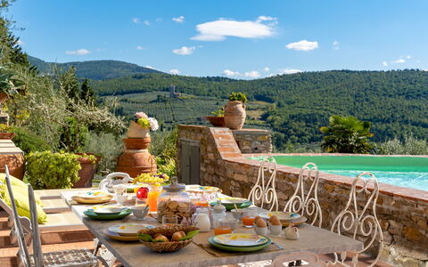 Torre al Poggio 8: Mobilia, Tavolo, Sedia, Cucina & Sala Da Pranzo Tavolo, Mobili Da Esterno, Tavolo Esterno, Vaso Di Fiori, Tovaglia, Giardino, Pianta Della Casa