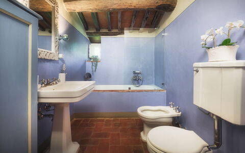 Villa Marraccini 8: Parete, Idraulico Fixture, Bagno, Lavandino Del Bagno, Lavello, Rubinetto, Pavimentazione, Idraulico, Porta, Gabinetto