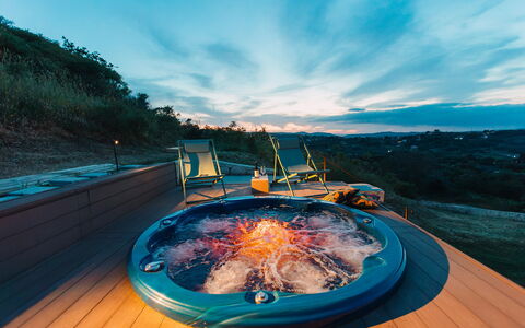 Villa Sumac 6: Piscina, Vasca Idromassaggio, Vasca Da Bagno, Ricorrere, Notte, Crepuscolo, Sera, Eco Hotel