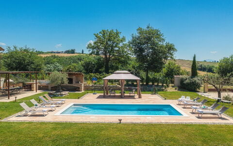 Villa Flaminia 8+2 -: Piscina, Ricorrere, Mobili Da Esterno, Giardino, Estate, Landscaping, Eco Hotel, Backyard, Ombrello, Shade