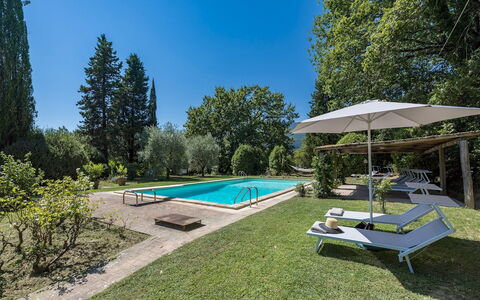Casale le Querce di Cetona 8: Piscina, Giardino, Estate, Shade, Landscaping, Prato, Cortile, Villa, Backyard, Ricorrere