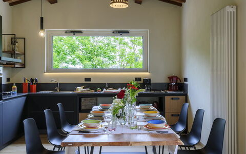 Villino le Moie 4+2: Mobilia, Interior Design, Lampada, Illuminazione, Soffitto, Cucina, Tavolo, Controsoffitto, Cucina & Sala Da Pranzo Tavolo, Casa