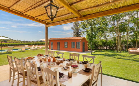 Casale Ansedonia 8+1: Estate, Mobilia, Casa, Ricorrere, Giardino, Agriturismo, Villetta, Prato, Cucina & Sala Da Pranzo Tavolo, Eco Hotel