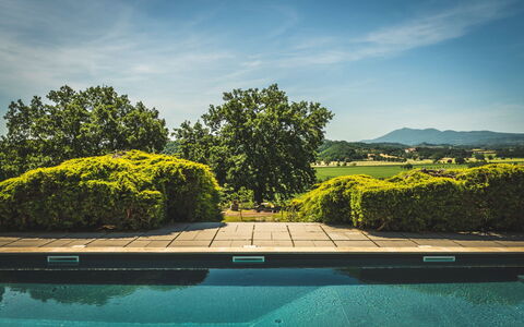 Poggio Falcone: Acqua, Nube, Cielo, Pianta, Risorse Idriche, Paesaggio Naturale, Azzurro, Rettangolo, Piscina, Vegetazione