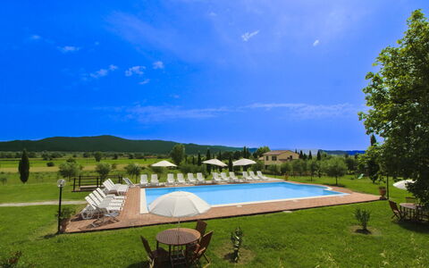 Podere Marcigliano: Giardino, Villetta, Agriturismo, Shade, Landscaping, Estate, Cortile, Backyard, Muro ​​Di Pietra, Hacienda