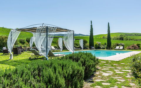 Villa Castiglione: Piscina, Mobili Da Esterno, Giardino, Landscaping, Prato, Backyard, Eco Hotel, Agriturismo, Ricorrere