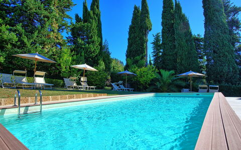 Villa Camaiore: Piscina, Proprietà, Tempo Libero, Vacanza, Immobiliare, Acqua, Ricorrere, Albero, Estate, Casa